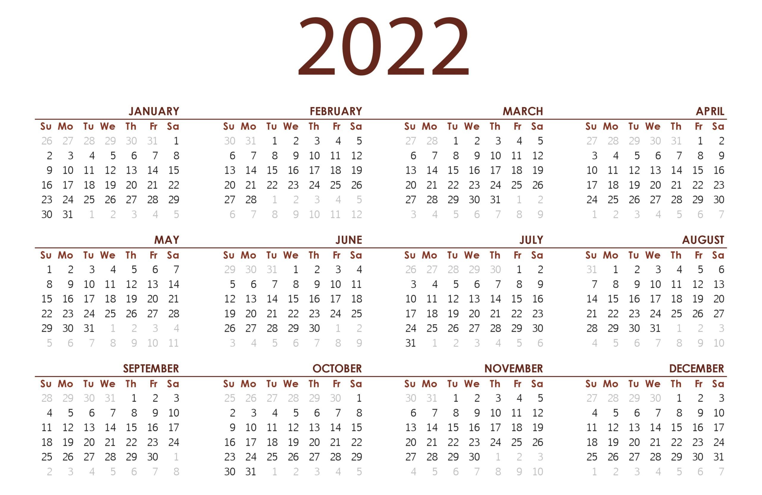 2022 Calendar